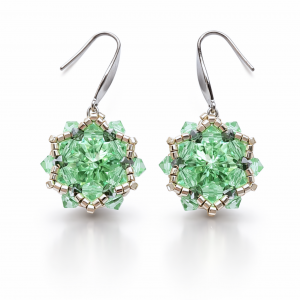 Zielone Wiszące Kolczyki "Chrysolite Maxima" z Kryształów Preciosa