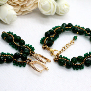 zielony chalcedon - delikatny komplet biżuterii