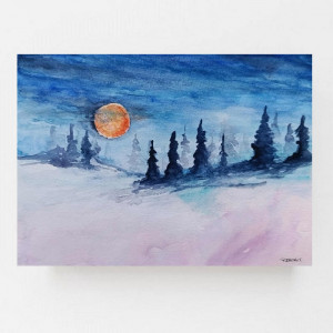 Zima-akwarela formatu 18x25 cm
