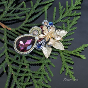 Złota broszka sutasz Gold Flowers