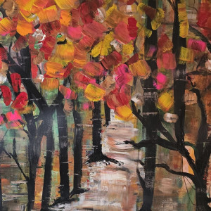 Zlota Polska jesien na drewnie