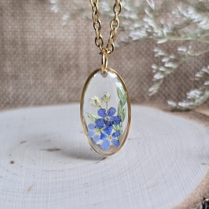 Złota zawieszka jajowata niezapominajki