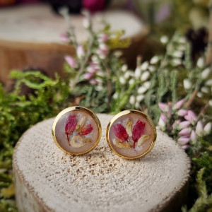 Złote kolczyki z kwiatkami na prezent