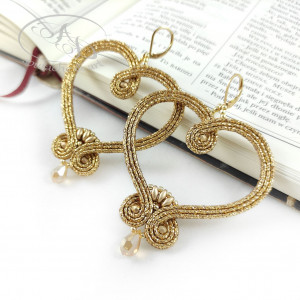 Złote Serca Kolczyki Sutasz