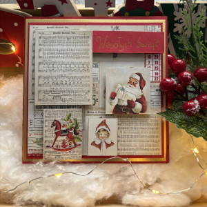 Złoto-czerwona kartka świąteczna