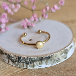 Złoty pierścionek mleczy żywica z brokatem mały