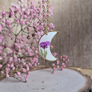 Złoty wisiorek księżyc kwiatowy jagodowy naszyjnik