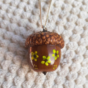 "Żołądź z Żółtym Kwiatem" - Wisiorek, Naszyjnik, Zawieszka