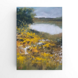Żółta łąka  -rysunek  24x18 cm pastele suche