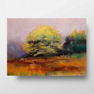 Żółte drzewko-rysunek A4, pastele olejne