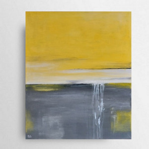 Żółto-szara abstrakcja - obraz akrylowy 60/50 cm