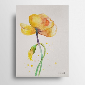 Żółty kwiatek - akwarela formatu A5