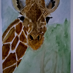 Żyrafa, akwarela. Format 18x24 cm