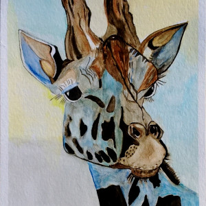 Żyrafa I, akwarela. Format 24x32 cm