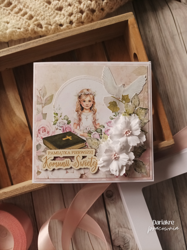 172. Kartka w pudełku, pierwsza komunia święta, różowa, dziewczynka_photo1