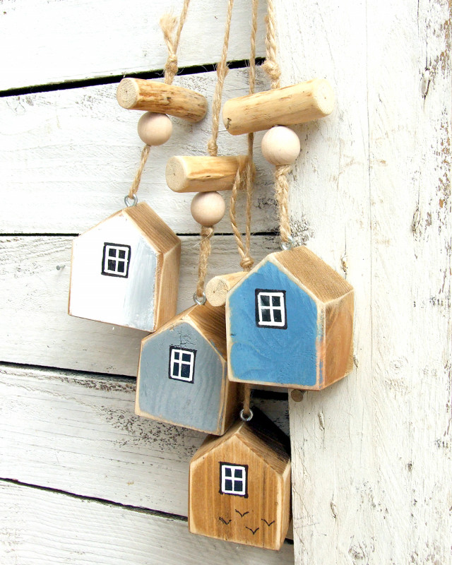 4 drewniane domki - zawieszki, dekoracja, ozdoba_photo1