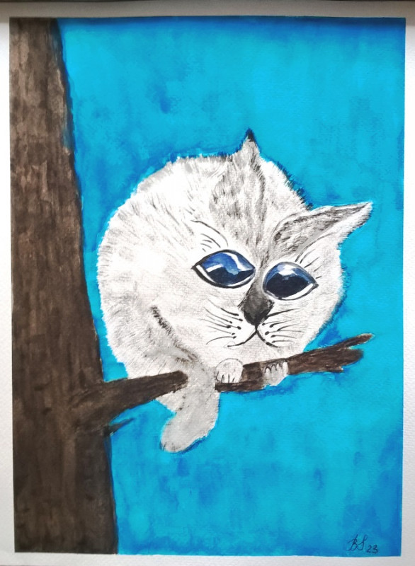 Abstrakcyjny kotek, akwarela.  Format 24x32 cm_photo1
