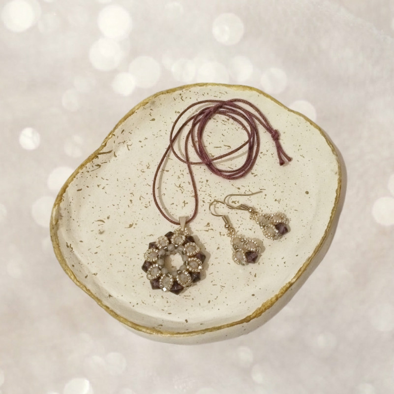 Aerina's Aura naszyjnik i kolczyki komplet biżuterii ręcznie robionej_photo1