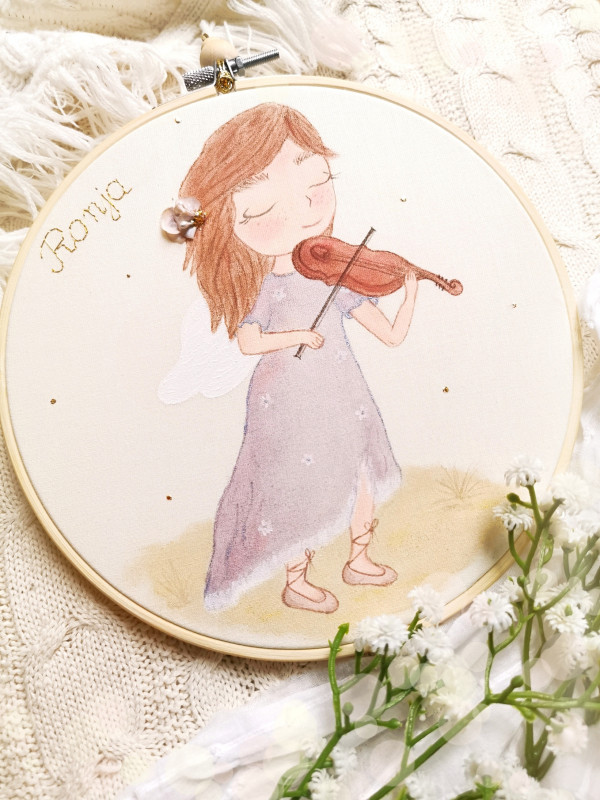 anioł grający na skrzypcach, pamiątka I Komunii dziewczynka_photo1