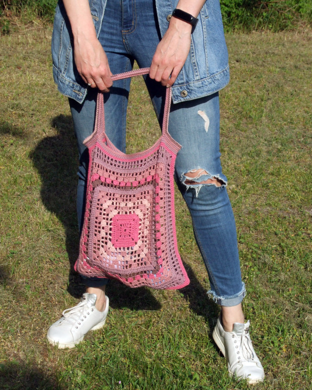 Ażurowa torba, na zakupy, odcienie różowego_photo1