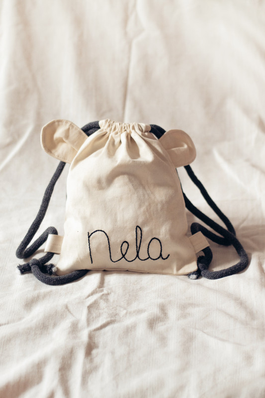 Bawełniany mini plecak miś z imieniem Nela_photo1