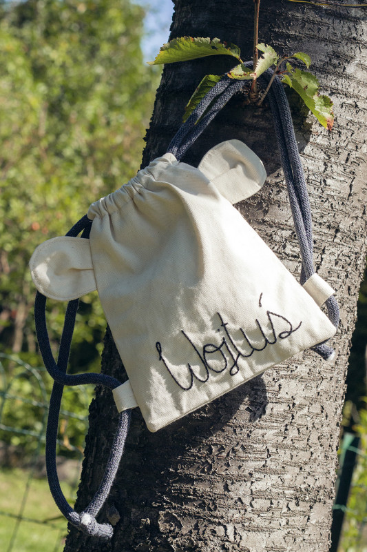Bawełniany mini plecak miś z imieniem Wojtuś_photo1