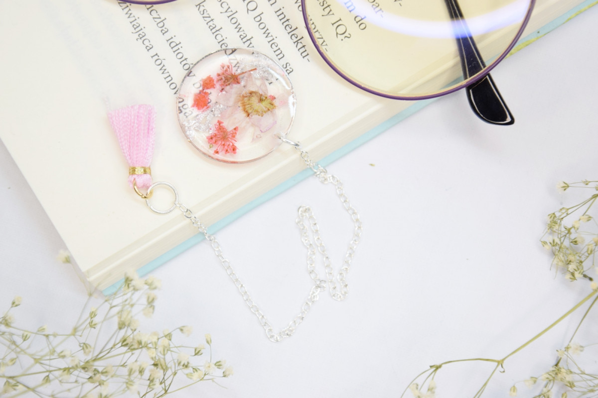 Biżuteryjna zakładka do książki  - różowy susz_photo1
