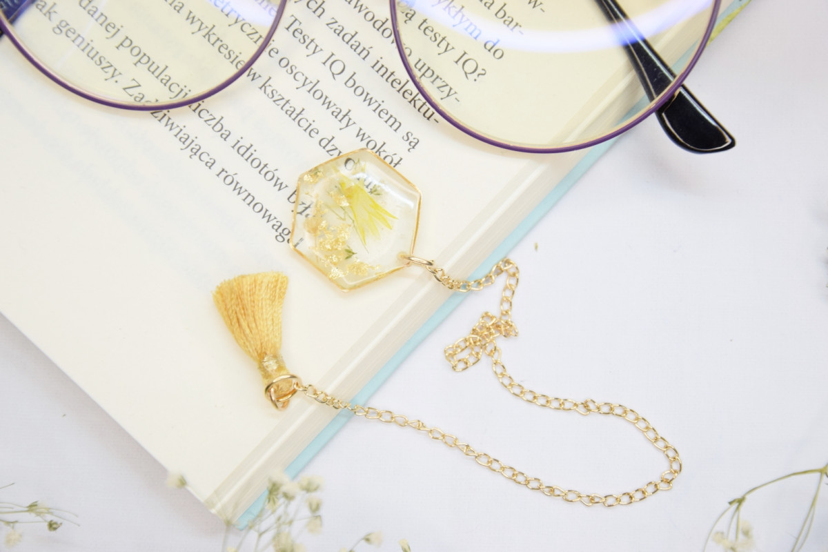 Biżuteryjna zakładka do książki  - żółty susz_photo1