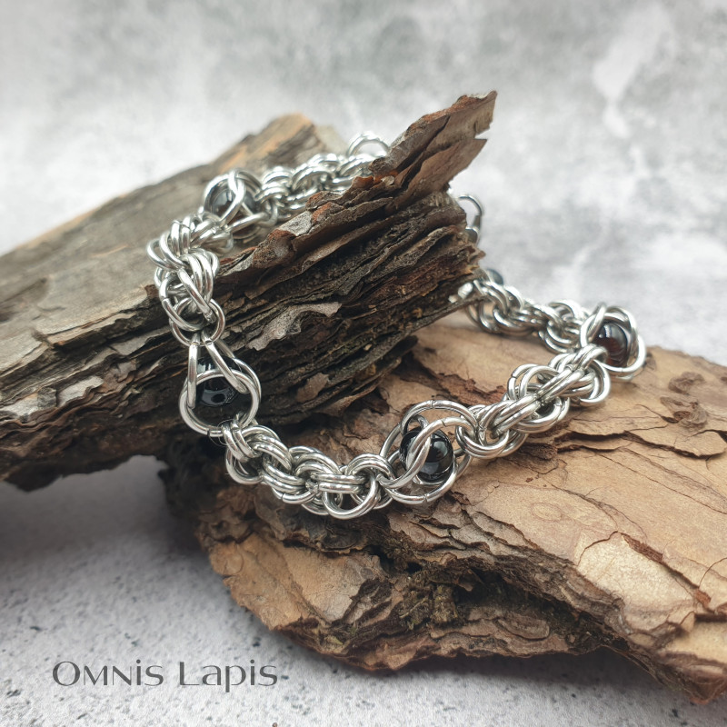 Bransoletka chainmaille - brązowy agat_photo1