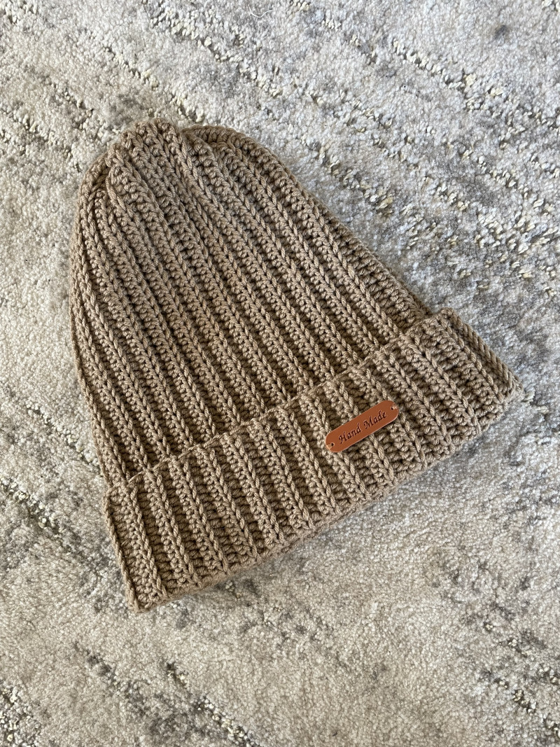 Brązowa czapka 100% Merino handmade_photo1
