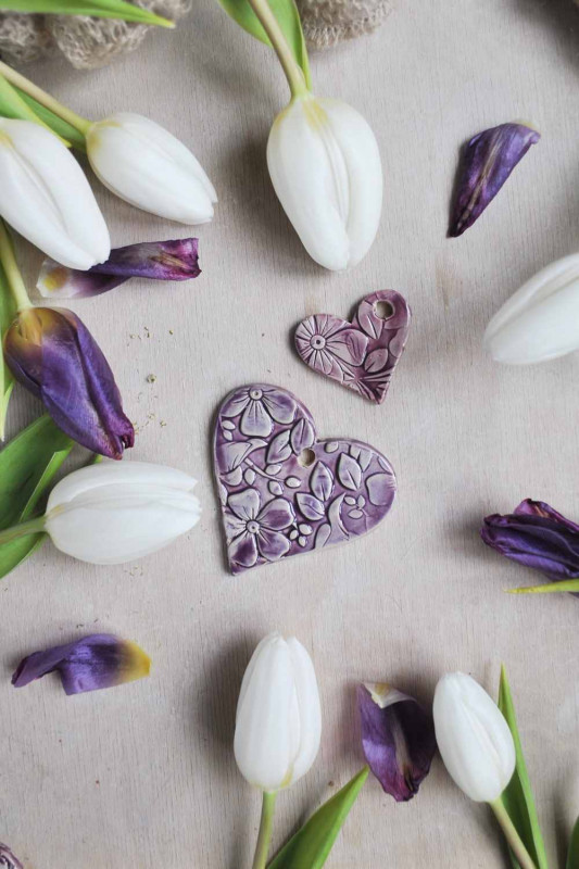 Ceramiczne zawieszki fioletowe serca ozdoby domu_photo1