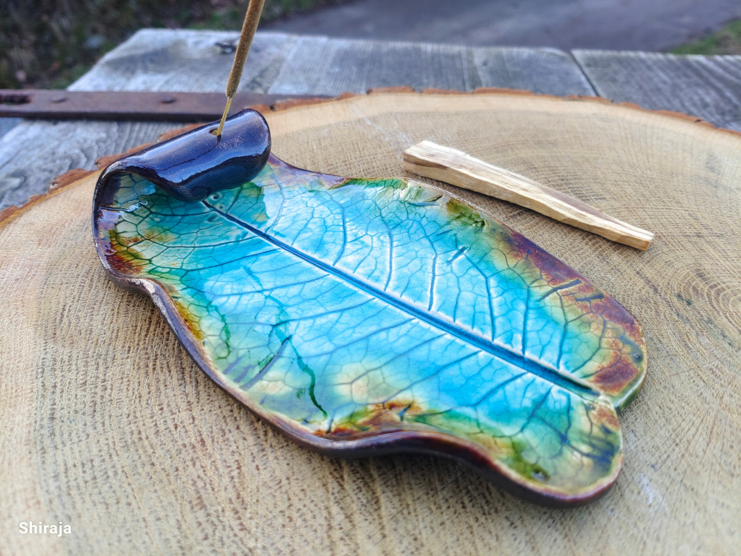 Ceramiczny talerzyk liść, na kadzidła (c599)_photo1