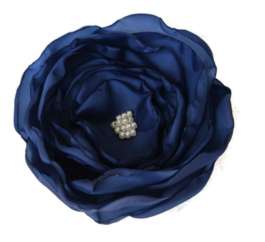 Ciemno niebieska  broszka kwiatek 8cm_photo1