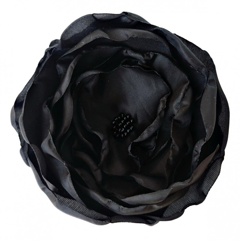 Czarna duża broszka kwiatek 12cm_photo1