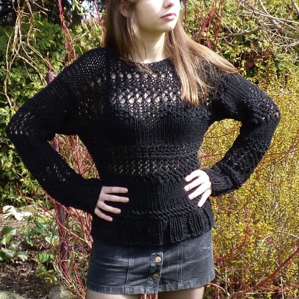 Czarny sweter z ażurem_photo1