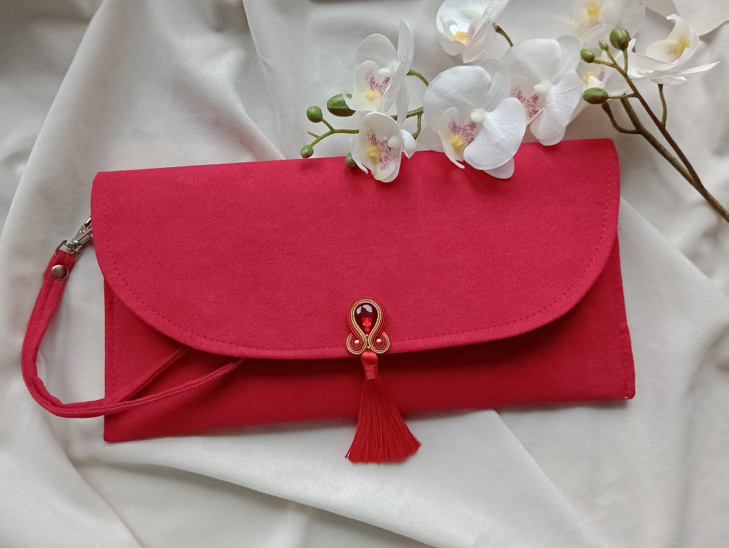 Czerwona torebka kopertówka sutasz na wesele ślub komunię_photo1