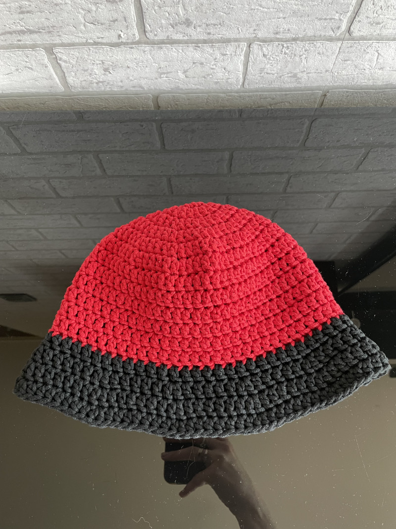 Czerwony bawełniany kapelusz bucket hat_photo1