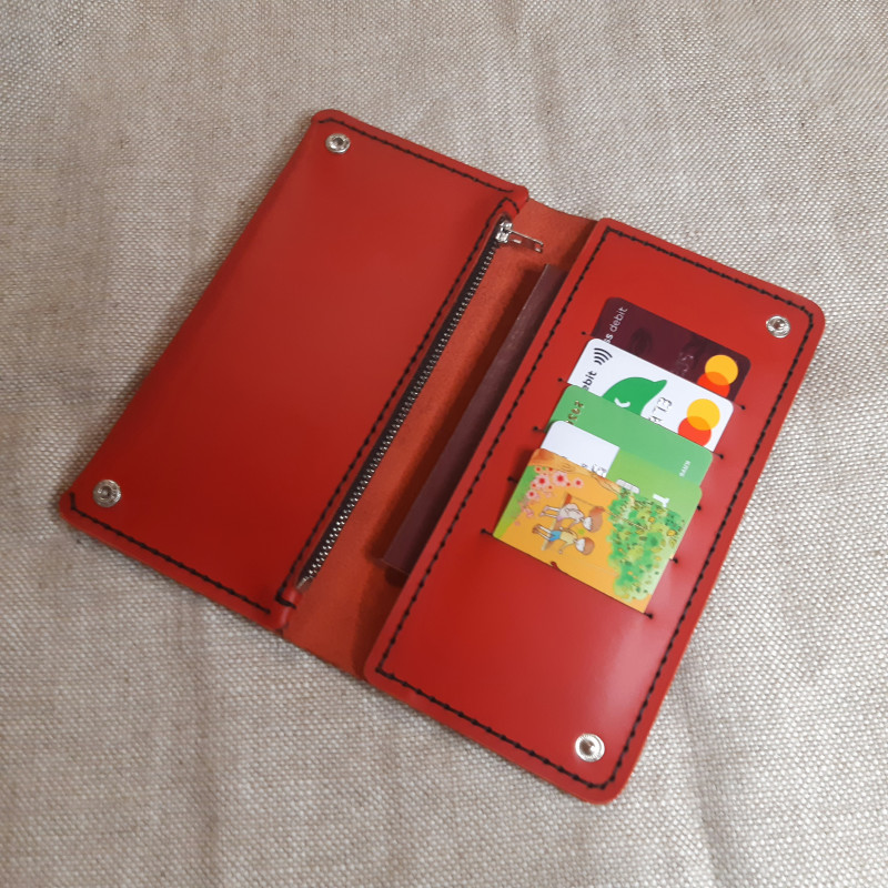 Czerwony skórzany portfel/portmone ręcznie robiony_photo1