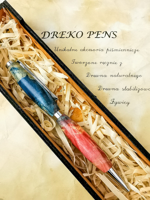 Długopis z drewna stabilizowanego [niebieski]_photo1