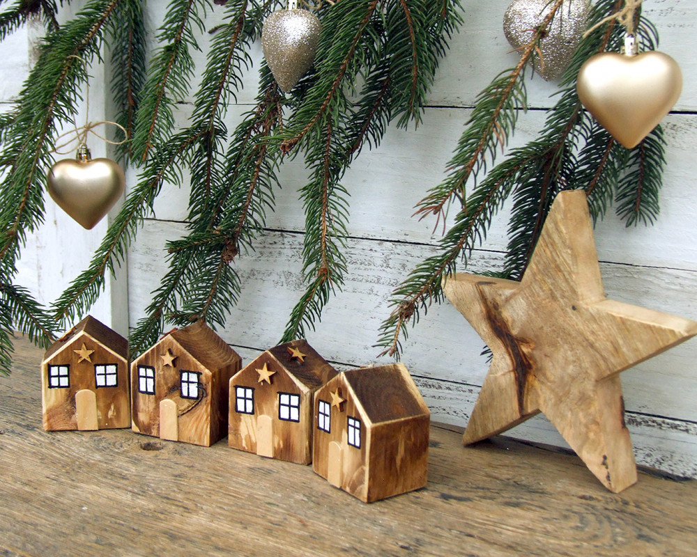 Drewniane domki dekoracyjne - Brązowe_photo1