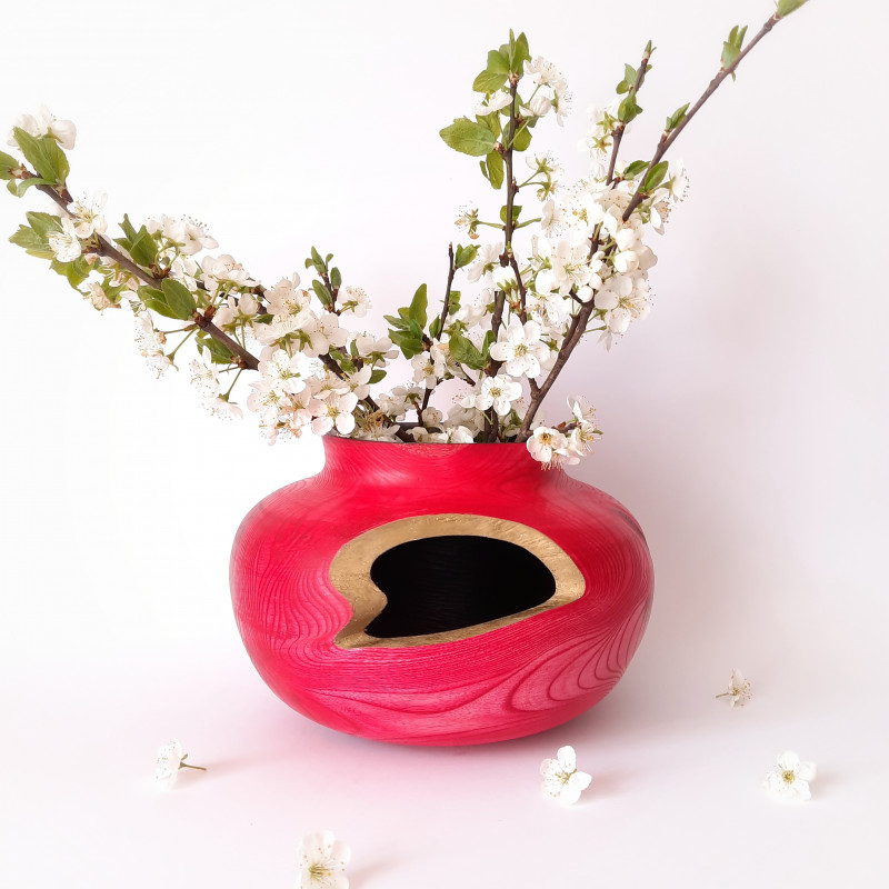 Drewniany wazon - Klon - różowy_photo1