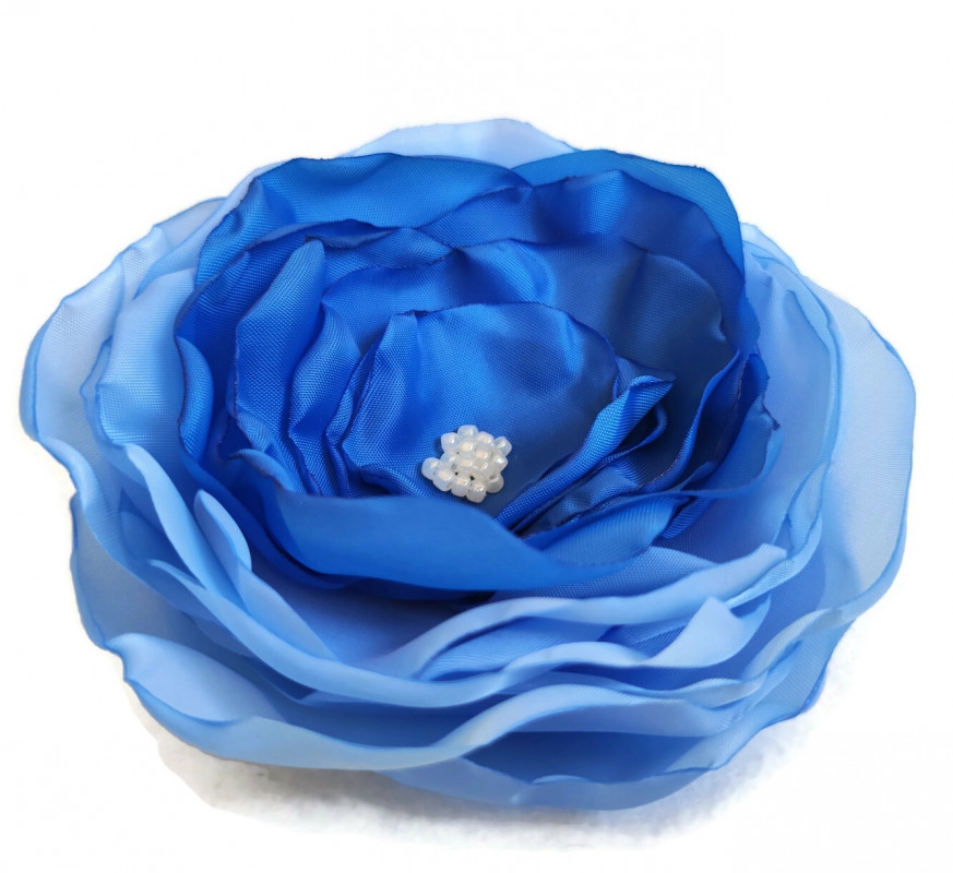 Duża broszka odcienie niebieskiego kwiatek 12cm_photo1