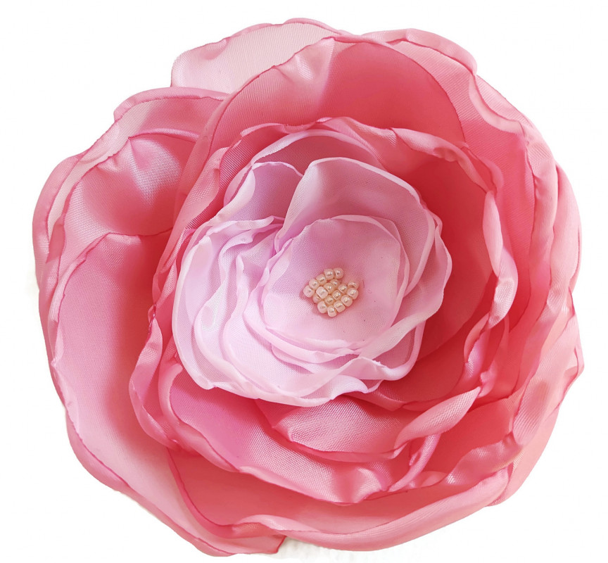 Duża pudrowy jasny róż broszka kwiatek 12cm_photo1