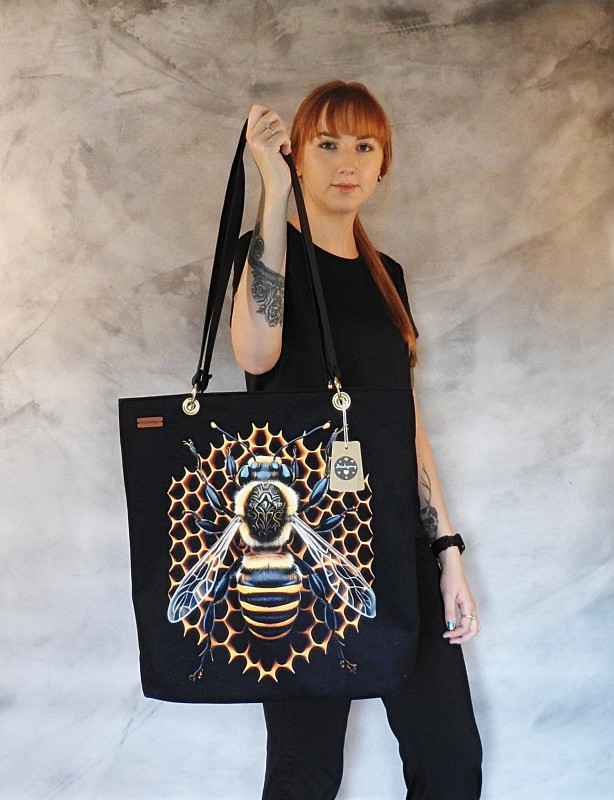 Duża torba na ramię xl glamour rockowa gothic pszczoła_photo1