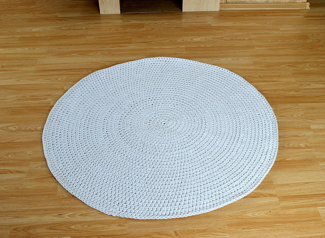 Dywan jasnoszary, okrągły, ze sznurka bawełnianego_photo1