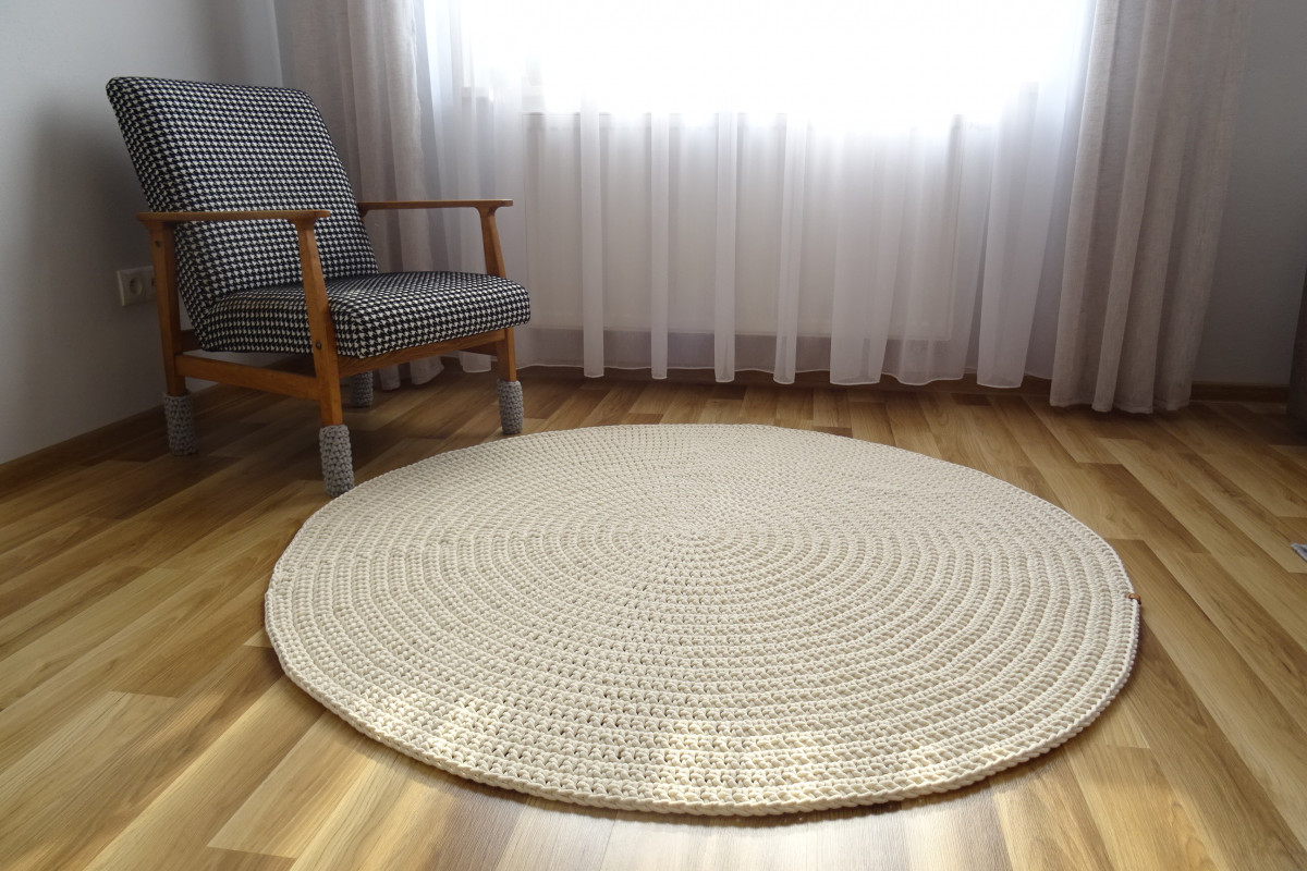 Dywan ze sznurka okrągły 90 cm kremowy dywanik_photo1