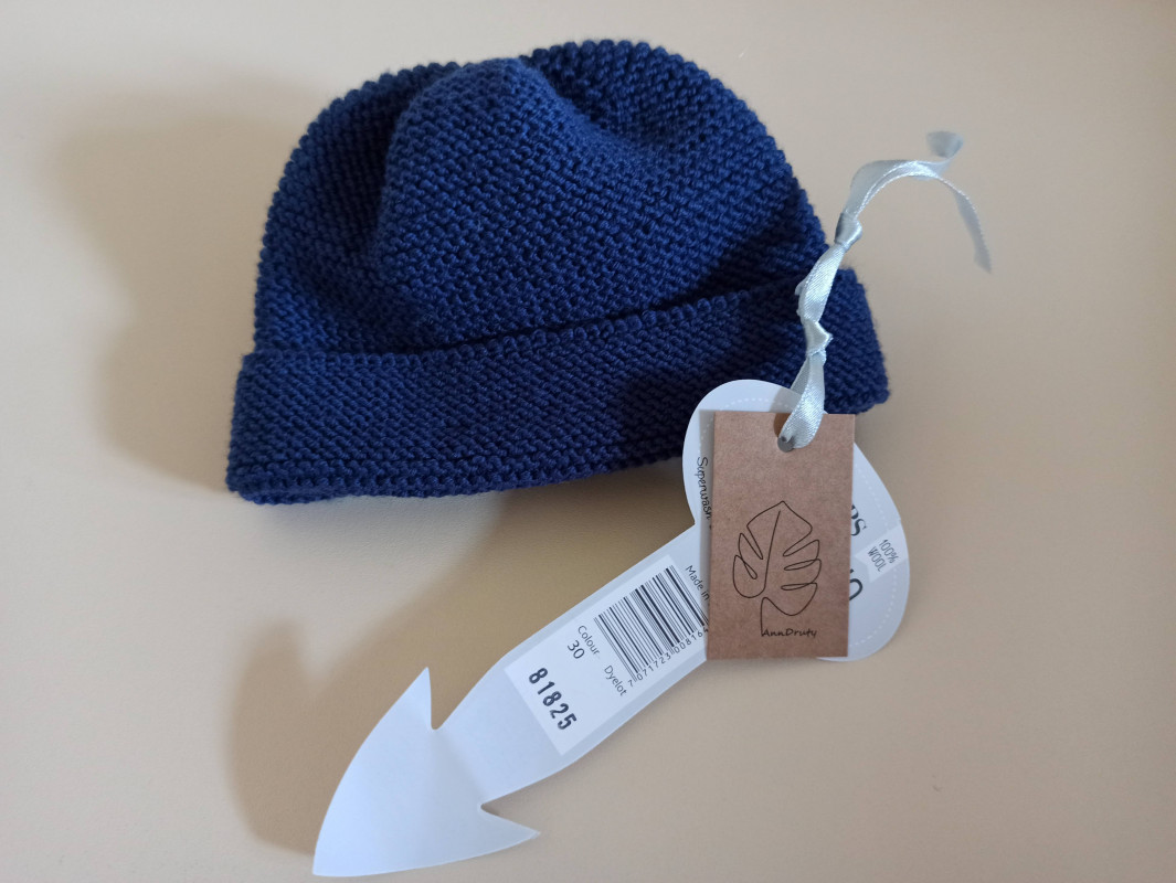 Dziecięca czapka wzór francuski - merino,niebieski_photo1