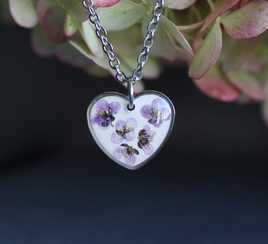 Fioletowe kwiatowe serce serduszko srebrne_photo1