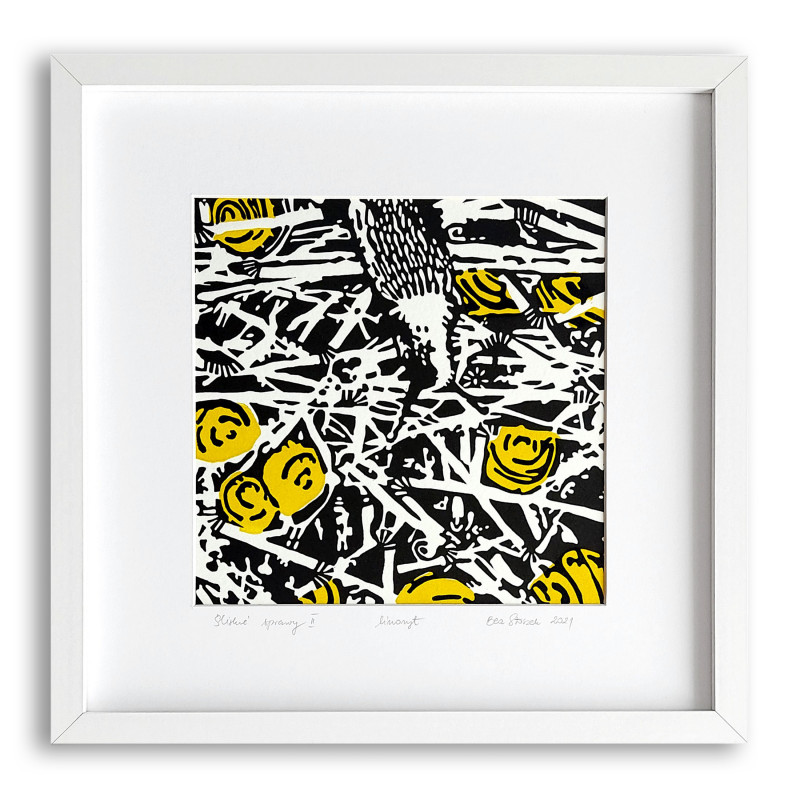 Grafika abstrakcja Obraz czarno żółty Muszle 30x30_photo1