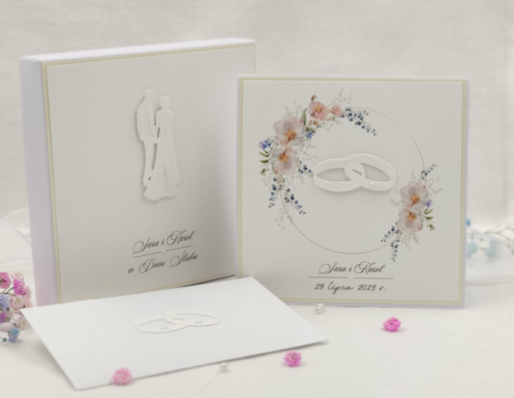 Kartka na ślub z pudełkiem i kopertą W 86A_photo1